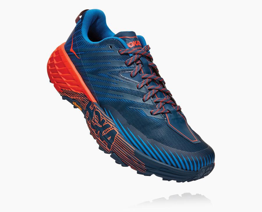 Pánske Trail Tenisky Hoka One One Zlavy - Speedgoat 4 - Modre / Červené 71403-WLJZ